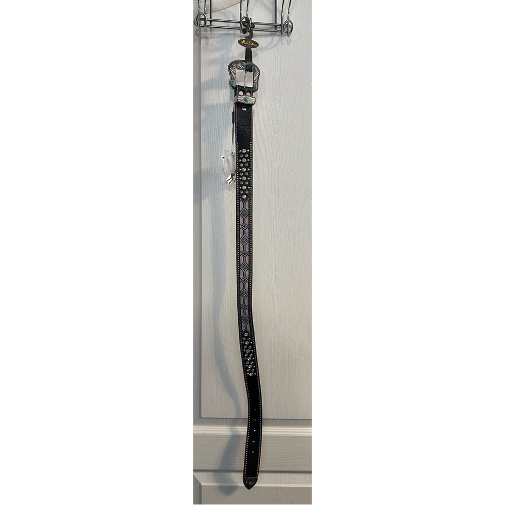 Montana West Black Belt with Turquoise Accents